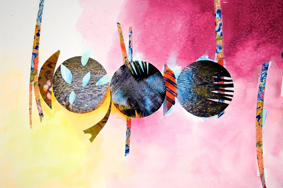 three orbs of water 13.5 x 19